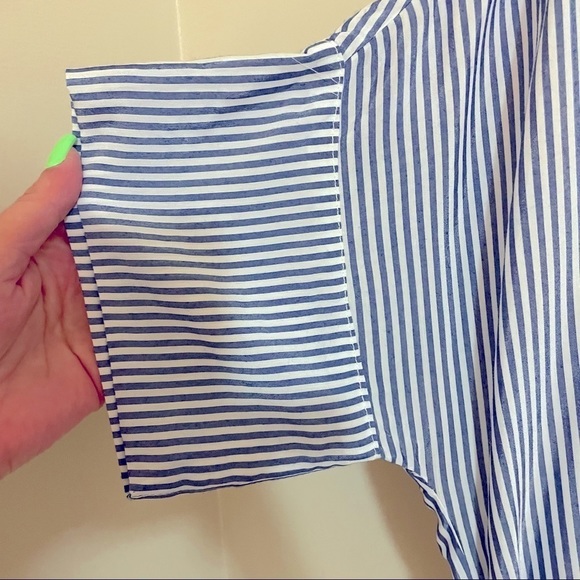 MELISSA Nepton Collar ButtonDown Belted Chest Pocket Striped Midi Shirt … - Picture 9 of 12